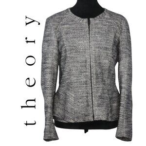 Theory Collarless Blazer with Peplum and Zipper Closure Size 12